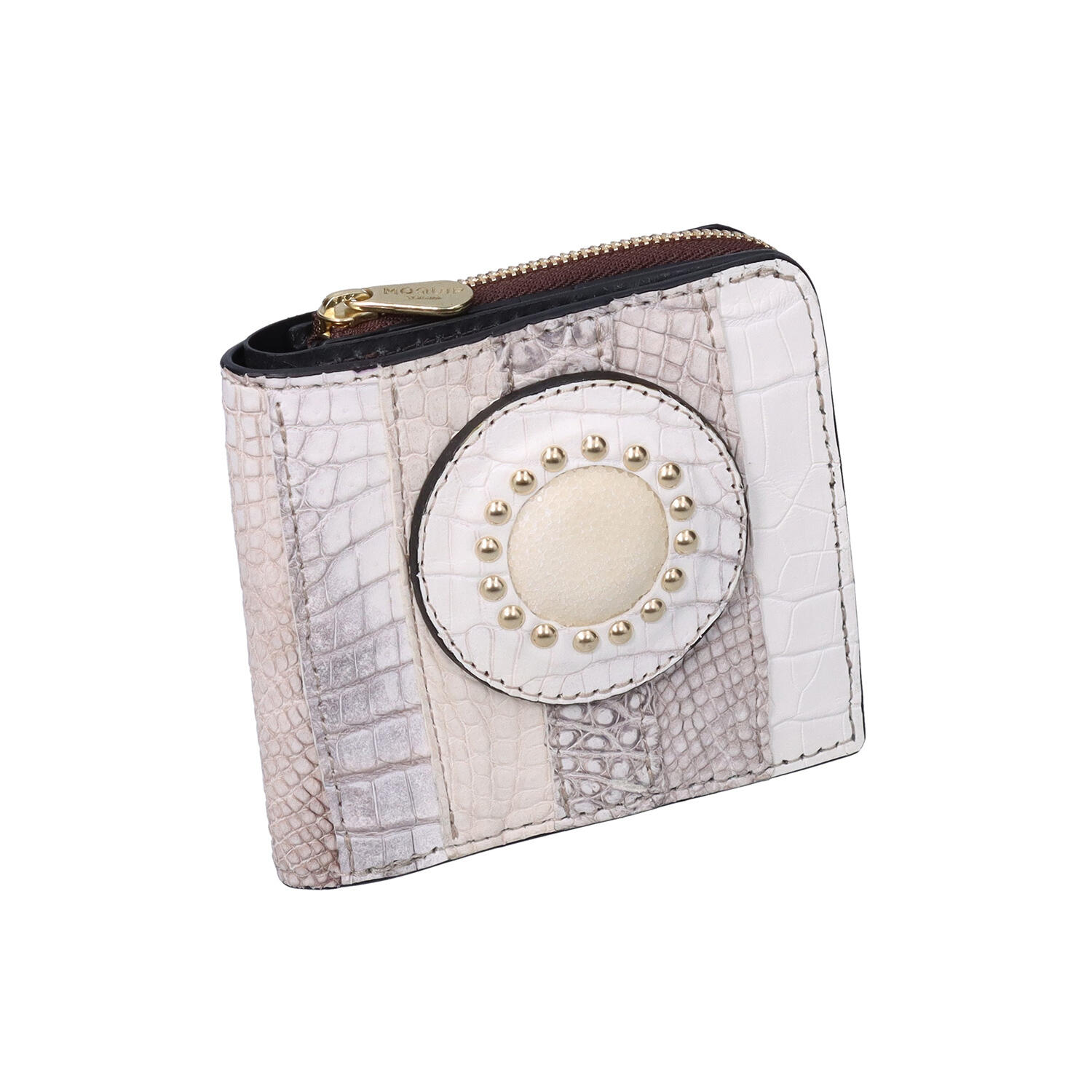 MOQUIP（モキップ）｜クロコダイル パッチワーク 2つ折り財布｜日本革市