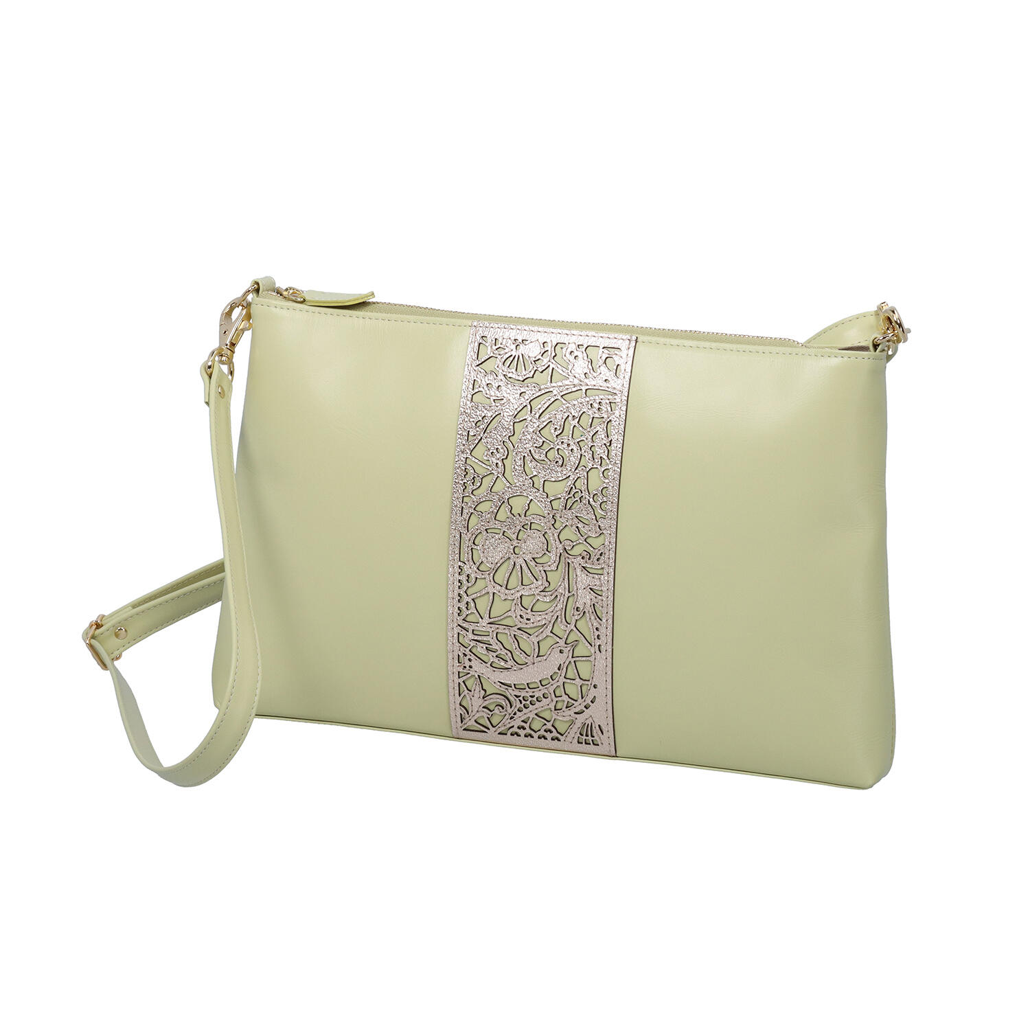 sato-ca(サトカ)|ボタニカル柄 薄マチショルダーバッグ クラッチ|日本革市