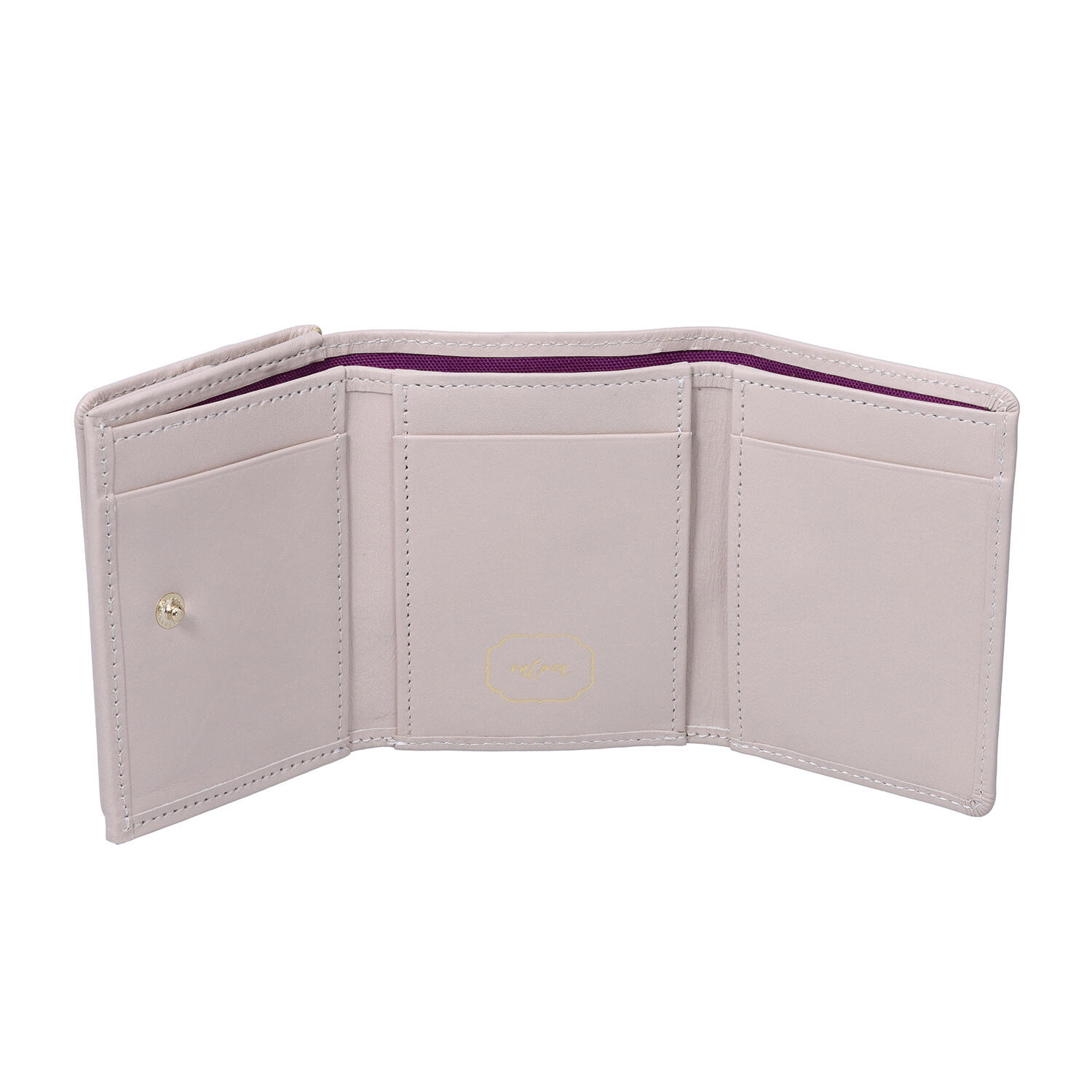 sato-ca(サトカ)|レース柄 箔加工 3つ折り財布 ミニ財布|日本革市