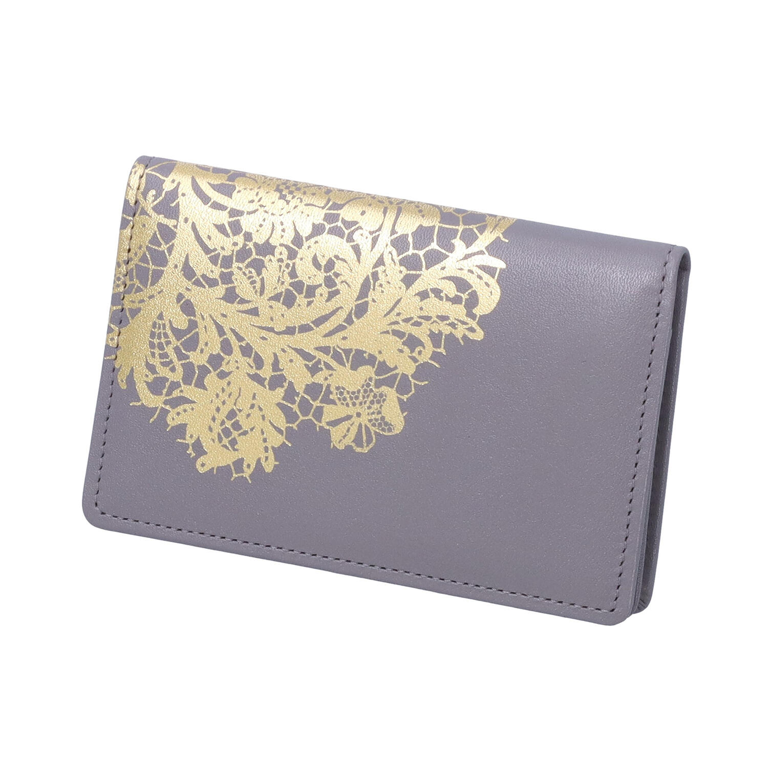 sato-ca(サトカ)|レース調 箔加工 箱マチ 通しマチ 名刺入れ|日本革市